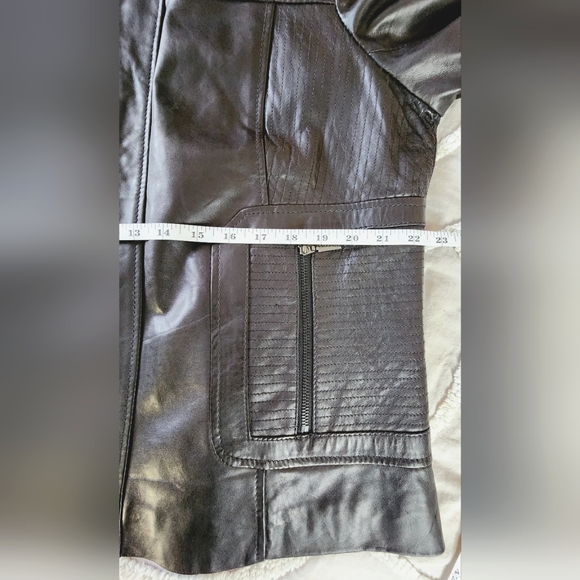 [1X] BERNARDO Genuine Leather Black Moto Jacket - Picture 13 of 16